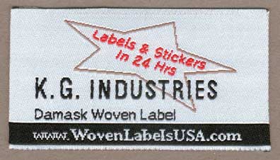 Woven damask satin taffeta acetate wash label.